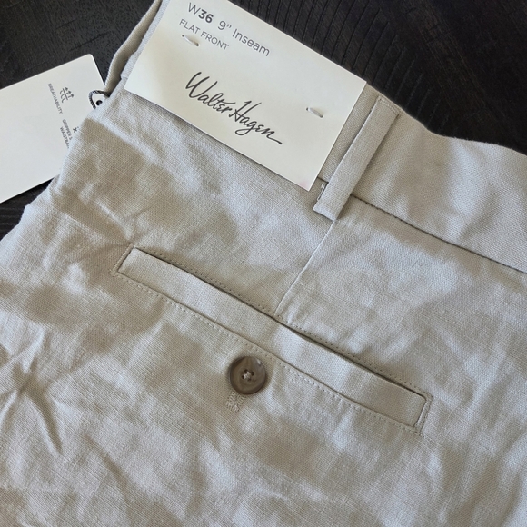 Men's Walter Hagen Clubhouse Khaki Linen Shorts Size 36 Golf Outdoor Active - Picture 8 of 9